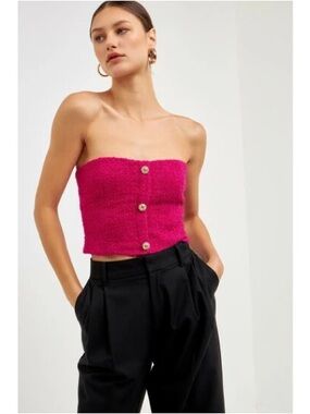 Endless Rose Boucle Strapless Crop Top
